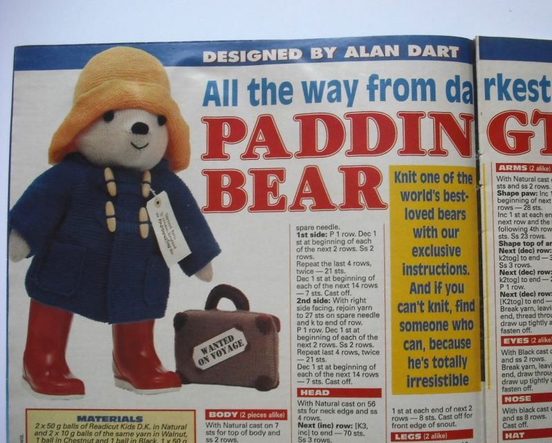 Paddington Bear to knit (designed by Alan Dart)
