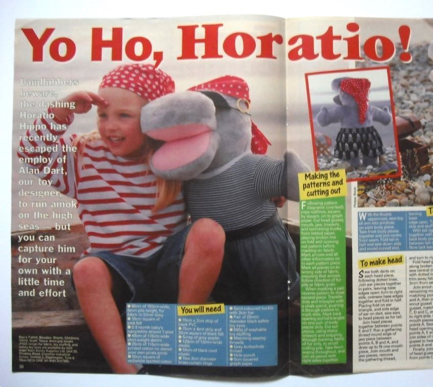 Horatio Hippo to sew (by Alan Dart)