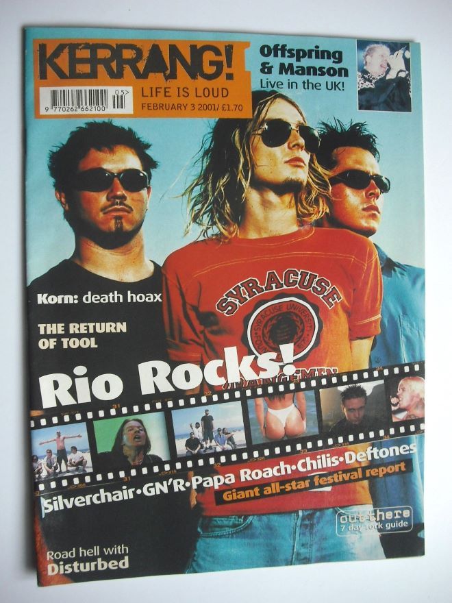 Kerrang magazine - Rio Rocks cover (3 February 2001 - Issue 838)