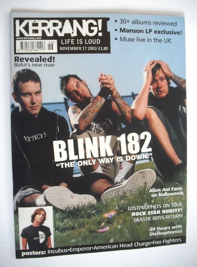 Kerrang magazine - Blink 182 cover (17 November 2001 - Issue 879)