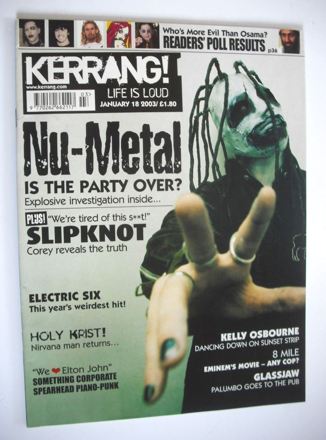 Kerrang magazine - Slipknot cover (18 January 2003 - Issue 938)
