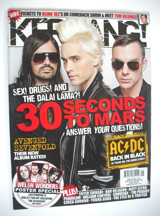 Kerrang magazine - 30 Seconds To Mars cover (24 July 2010 - Issue 1322)