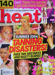 <!--2004-09-18-->Heat magazine - Tanning Disasters! cover (18-24 September 