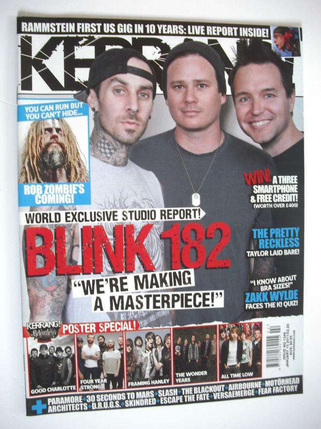 Kerrang magazine - Blink 182 cover (15 January 2011 - Issue 1346)