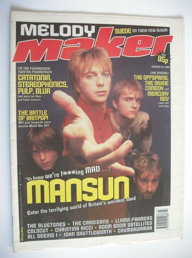 Melody Maker magazine - Mansun cover (23 January 1999)