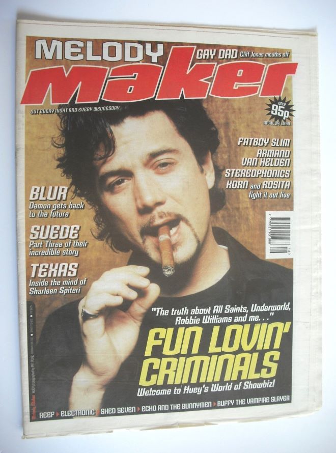 Melody Maker magazine - Huey Morgan cover (24 April 1999)
