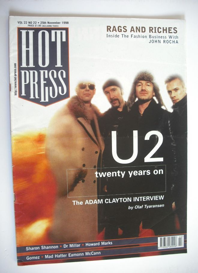 Hot Press magazine - U2 cover (25 November 1998)