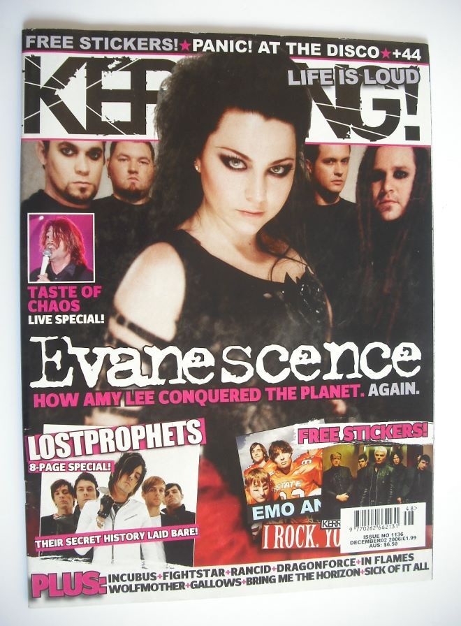 Kerrang magazine - Evanescence cover (2 December 2006 - Issue 1136)
