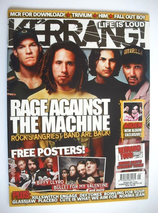 Kerrang magazine - Rage Against The Machine cover (3 February 2007 - Issue 1144)