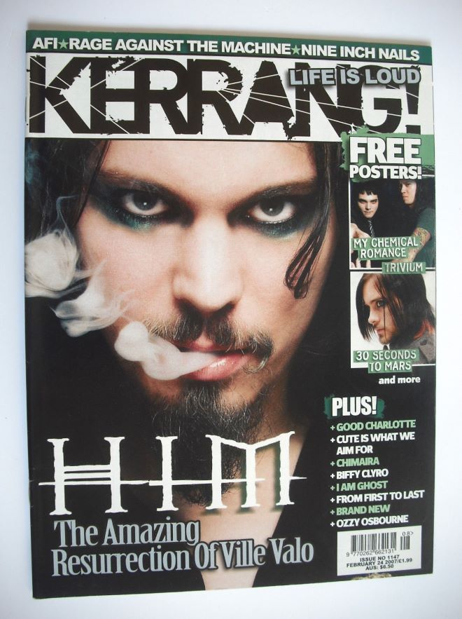 Kerrang magazine - Ville Valo cover (24 February 2007 - Issue 1147)