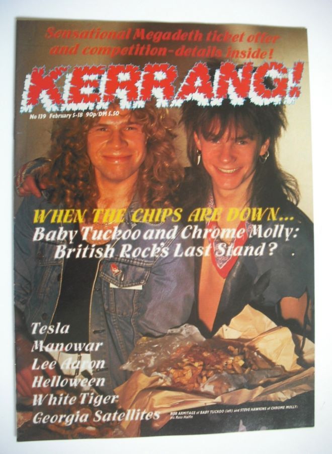 Kerrang magazine - Baby Tuckoo and Chrome Molly cover (5-18 February 1987 - Issue 139)