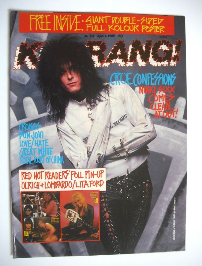 Kerrang magazine - Nikki Six cover (1 April 1989 - Issue 232)