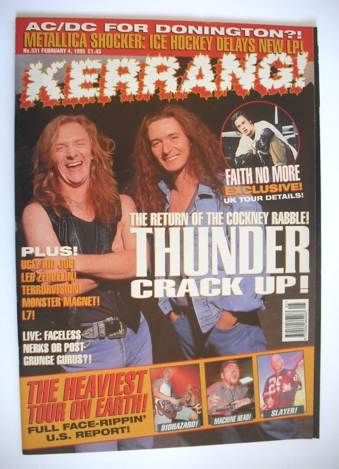 Kerrang magazine - Thunder cover (4 February 1995 - Issue 531)