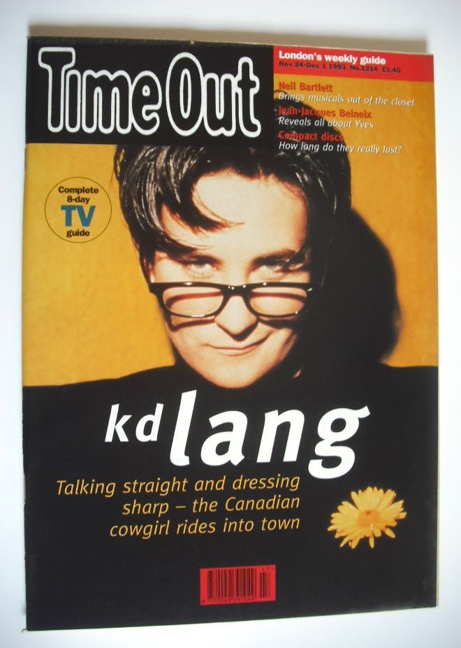 Time Out magazine - k. d. lang cover (24 November - 1 December 1993)