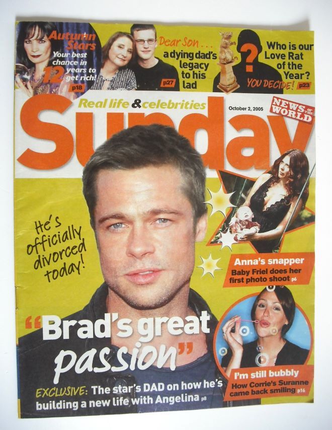 Sunday magazine - 2 October 2005 - Brad Pitt cover