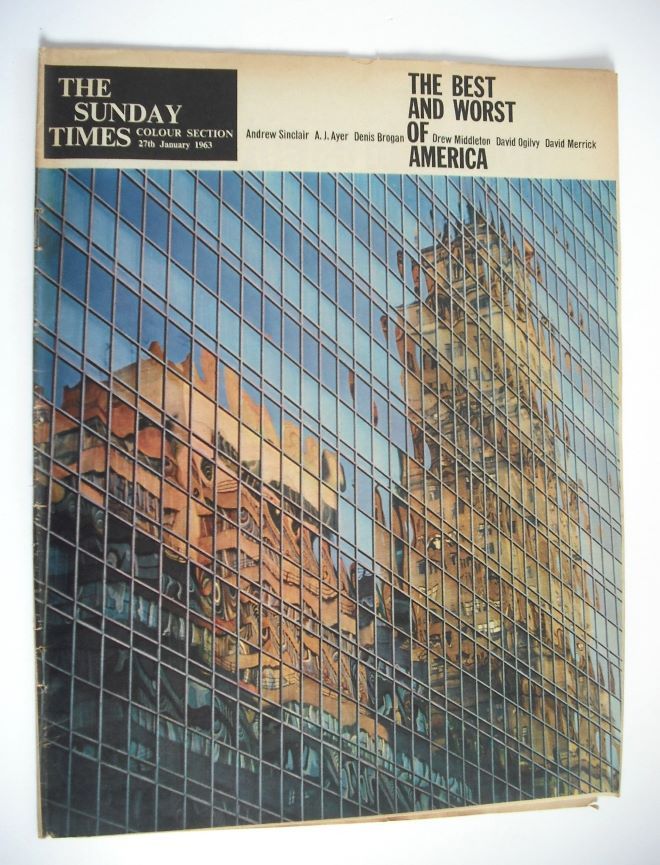 The Sunday Times Colour section - The Best And Worst Of America cover (27 January 1963)