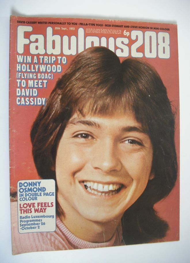 Fabulous 208 magazine (30 September 1972 - David Cassidy cover)