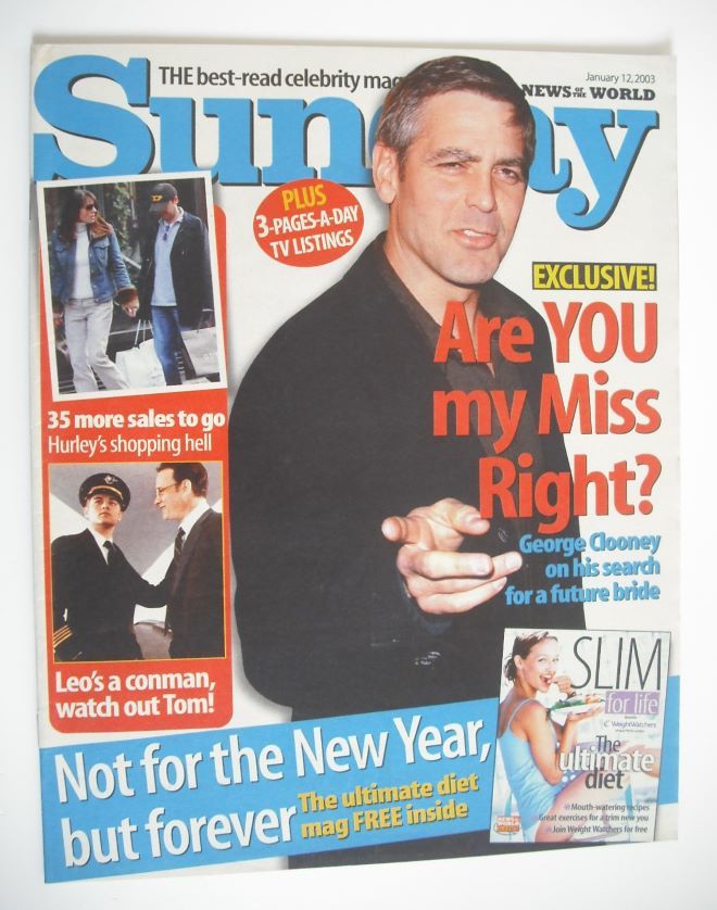 Sunday magazine - 12 January 2003 - George Clooney cover