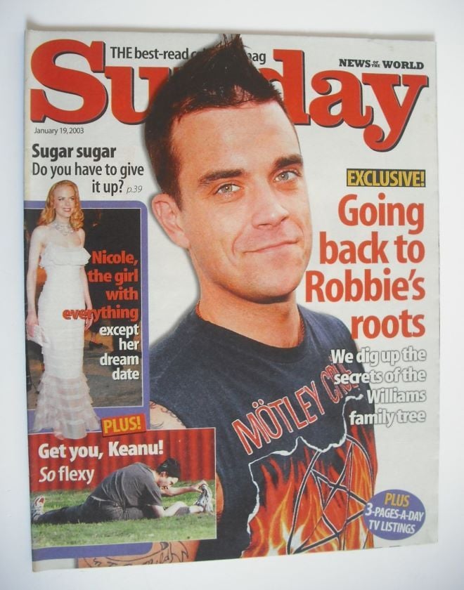 Sunday magazine - 19 January 2003 - Robbie Williams cover
