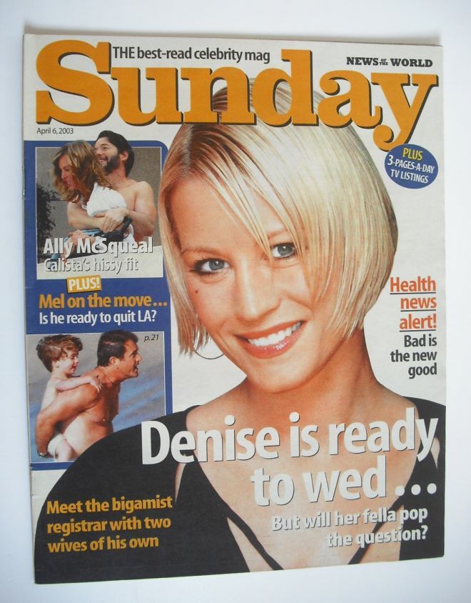 Sunday magazine - 6 April 2003 - Denise Van Outen cover