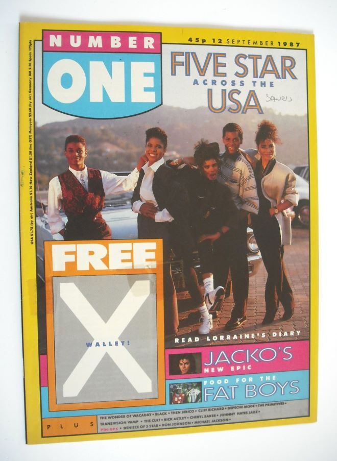 NUMBER ONE Magazine - Five Star cover (12 September 1987)
