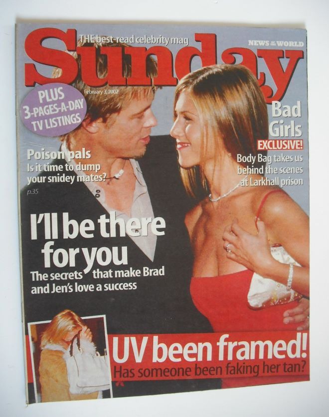 Sunday magazine - 3 February 2002 - Brad Pitt and Jennifer Aniston cover