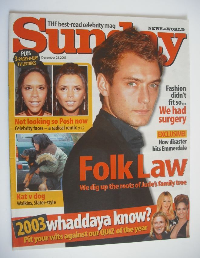 Sunday magazine - 28 December 2003 - Jude Law cover