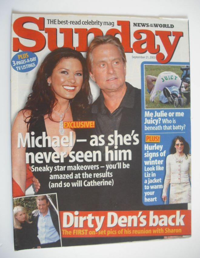 Sunday magazine - 21 September 2003 - Catherine Zeta Jones and Michael Douglas cover