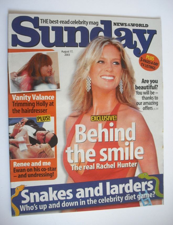 Sunday magazine - 17 August 2003 - Rachel Hunter cover