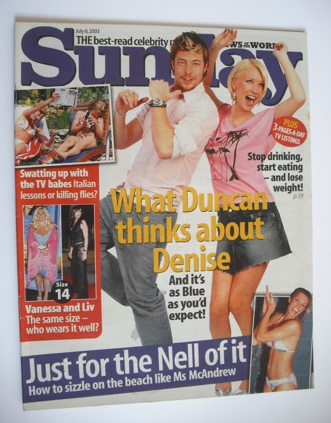 Sunday magazine - 6 July 2003 - Denise Van Outen and Duncan James cover