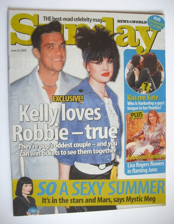 Sunday magazine - 22 June 2003 - Kelly Osbourne and Robbie Williams cover