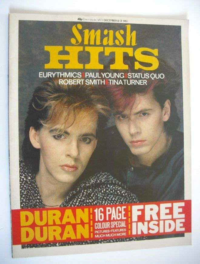 Smash Hits magazine - John Taylor and Nick Rhodes cover (8-21 December 1983)