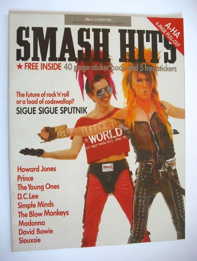 Smash Hits magazine - Sigue Sigue Sputnik cover (12-25 March 1986)