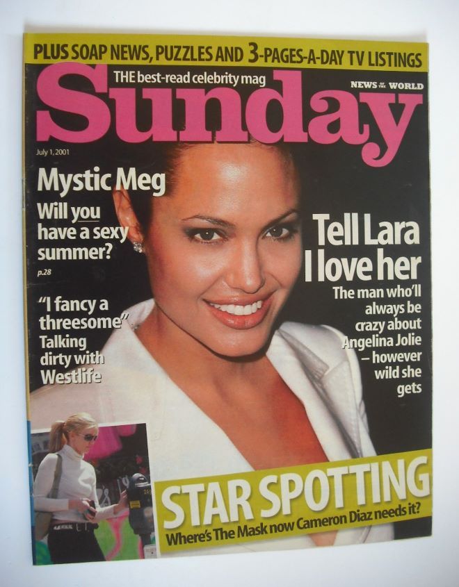 <!--2001-07-01-->Sunday magazine - 1 July 2001 - Angelina Jolie cover