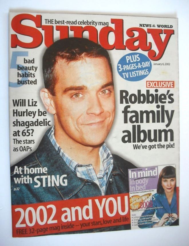 Sunday magazine - 6 January 2002 - Robbie Williams cover