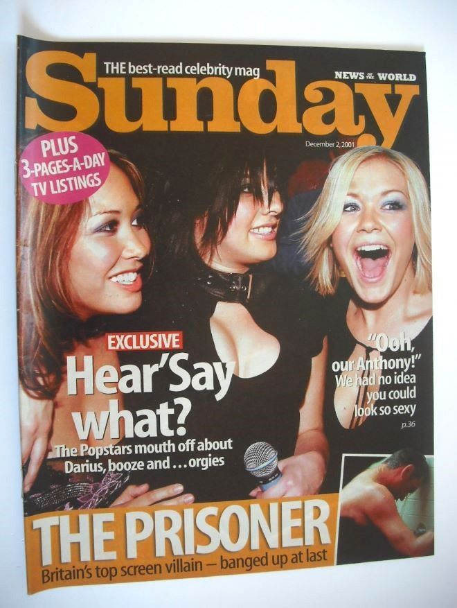 Sunday magazine - 2 December 2001 - Hear'Say cover
