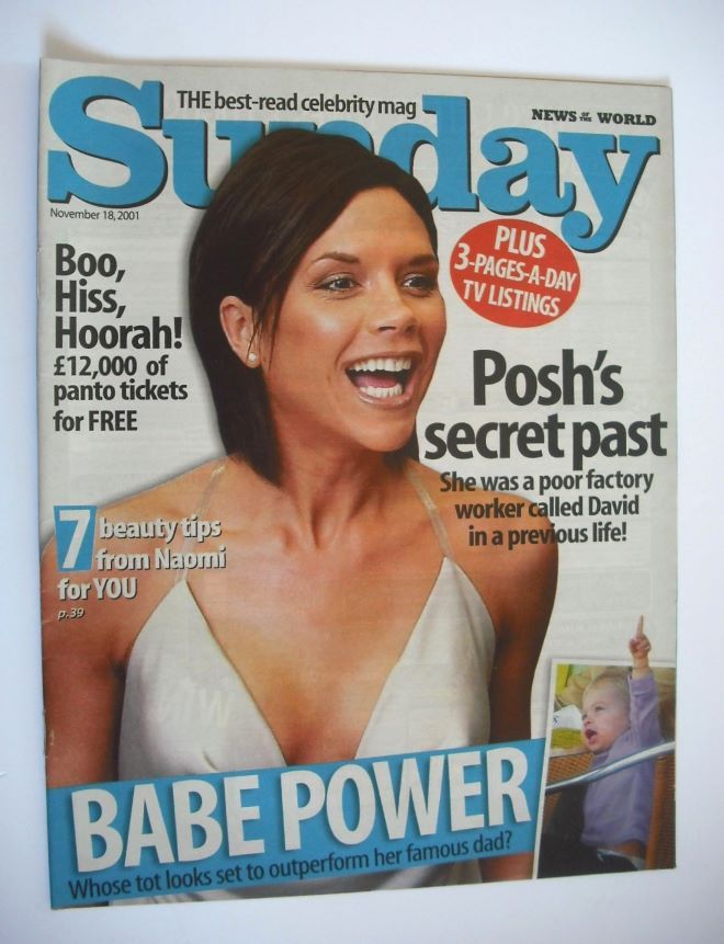Sunday magazine - 18 November 2001 - Victoria Beckham cover