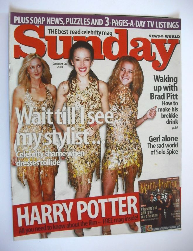Sunday magazine - 28 October 2001 - Joely Richardson, Leah Wood and Kylie Minogue cover