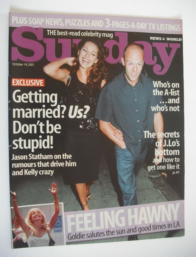 Sunday magazine - 14 October 2001 - Jason Statham and Kelly Brook cover