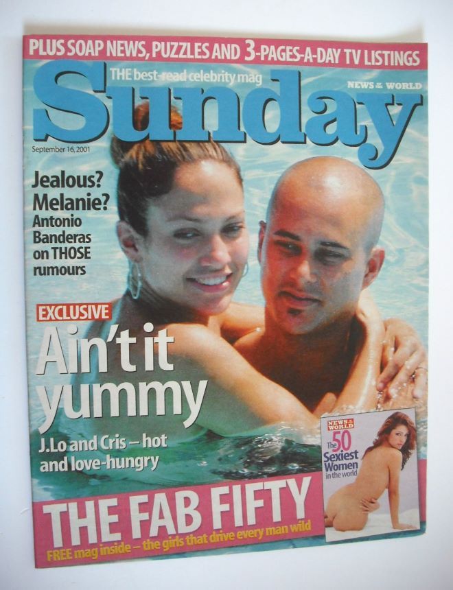 Sunday magazine - 16 September 2001 - Cris Judd and Jennifer Lopez cover