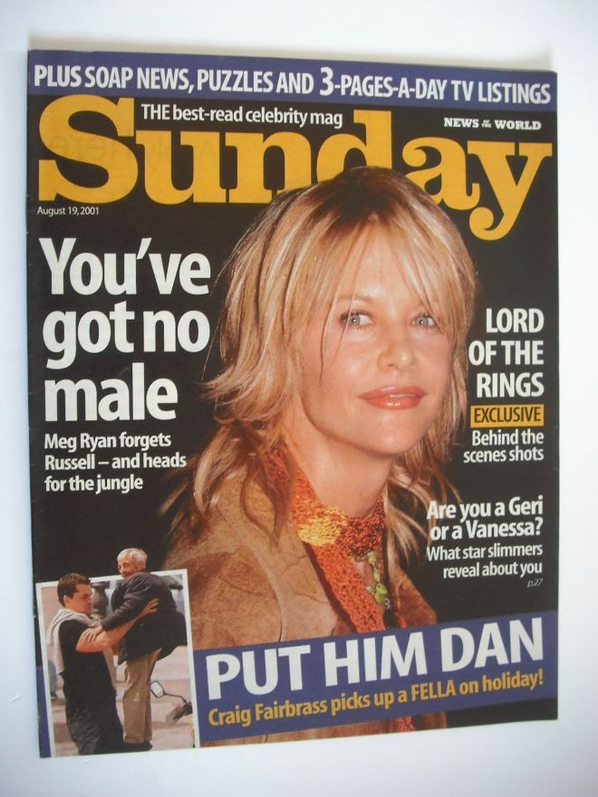 Sunday magazine - 19 August 2001 - Meg Ryan cover