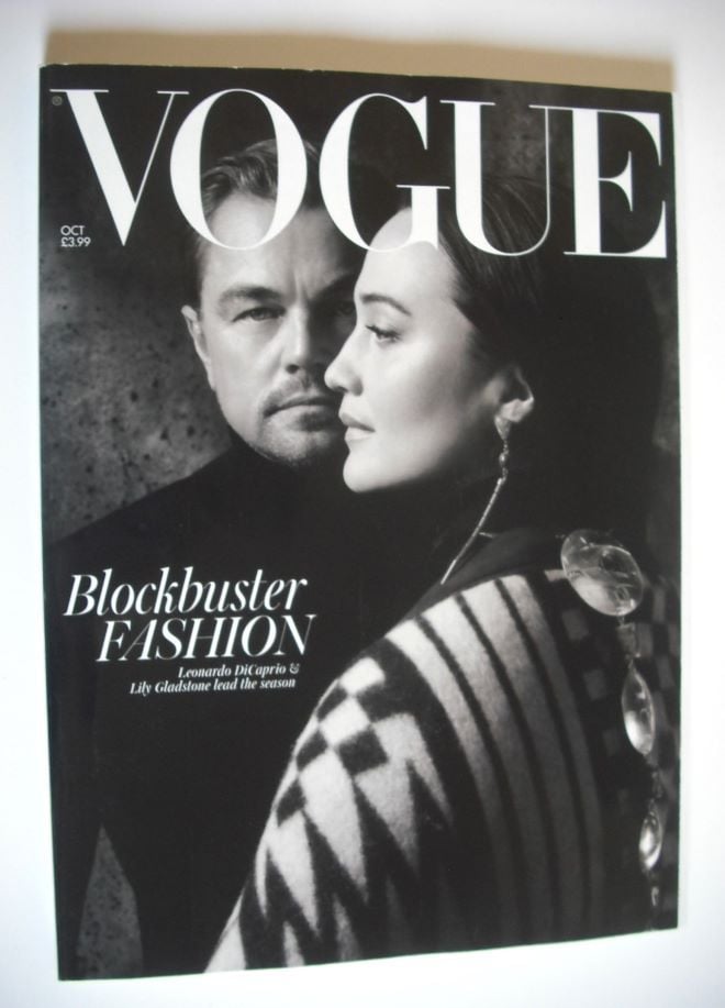 British Vogue magazine - October 2023 - Leonardo DiCaprio and Lily Gladstone cover (Subscriber's Issue)