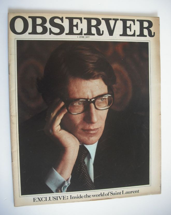 The Observer magazine - Yves Saint Laurent cover (5 June 1977)
