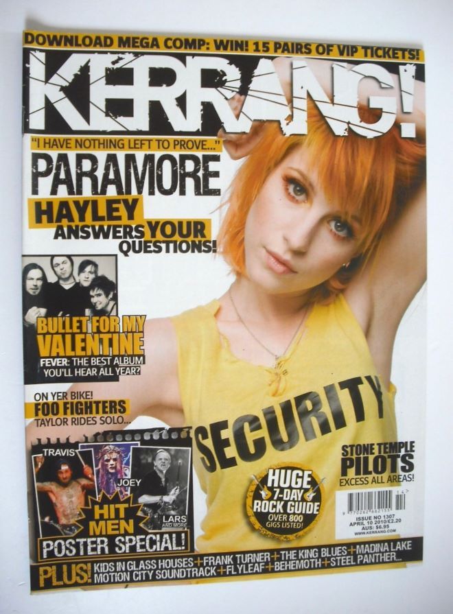 Kerrang magazine - Hayley Williams cover (10 April 2010 - Issue 1307)