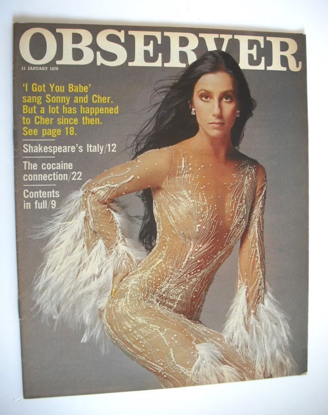 The Observer magazine - Cher cover (11 January 1976)