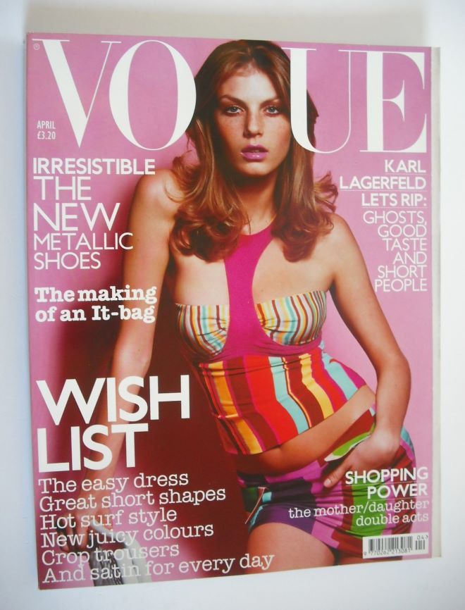 British Vogue magazine - April 2003 - Angela Lindvall cover