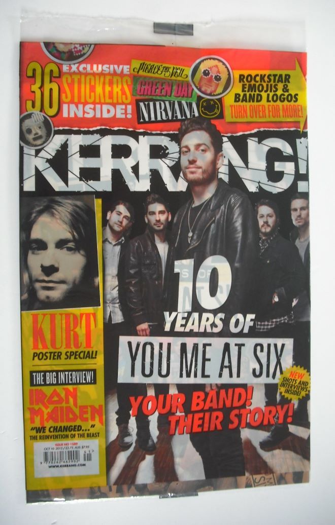 Kerrang magazine - 10 Years Of You Me At Six cover (10 October 2015 - Issue 1589)