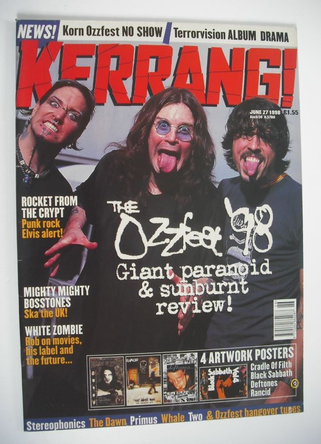 <!--1998-06-27-->Kerrang magazine - Ozzfest '98 Review cover (27 June 1998 