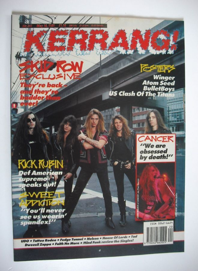 Kerrang magazine - Skid Row cover (18 May 1991 - Issue 341)