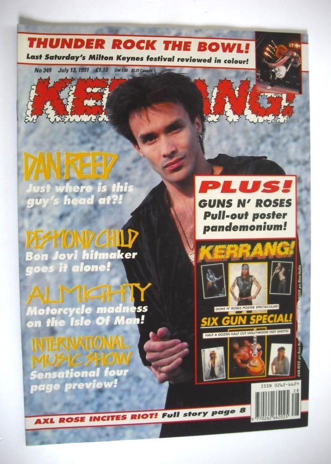 Kerrang magazine - Dan Reed cover (13 July 1991 - Issue 349)